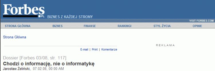 Chodzi o informacj�, nie o informatyk�